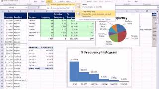 Excel 2010 Statistics #16: Relative & Percent Frequency Distributions & Pie Chart & Histogram