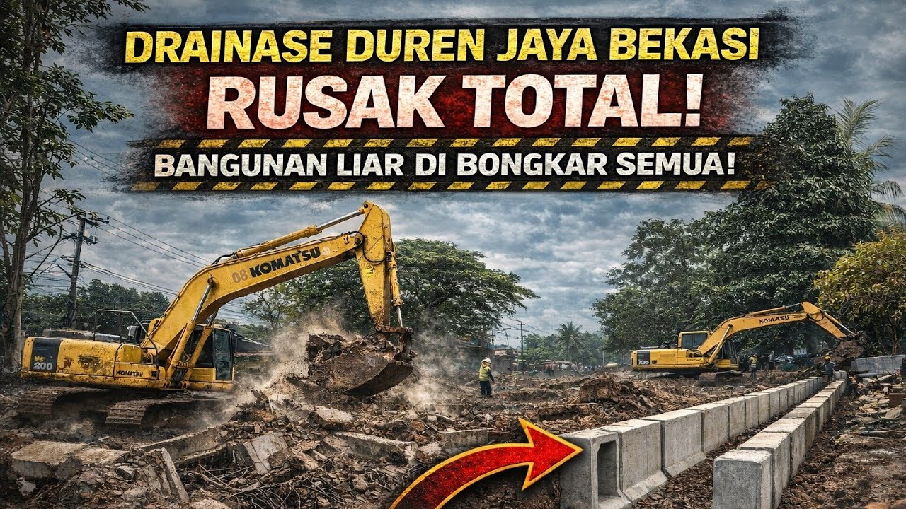 VIRAL! Drainase Duren Jaya Bekasi Rusak Total – Bangunan Liar Dibongkar Semua, Kini Diganti U-Ditch!