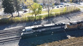 Stalking BNSF's Bozeman Pass helpers through the yard at Livingston - Oct. 2024