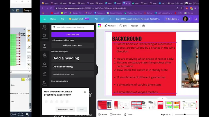 CFD Ansys Fluent Simulation of a 2-D Rocket Body with a Dynamic Mesh.