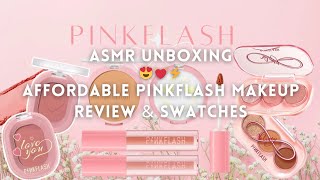 𐙚 ASMR SUPER AFFORDABLE CHINESE MAKEUP HAUL UNBOXING 🎀 PINKFLASH MAKEUP REVIEW & SWATCHES⚡