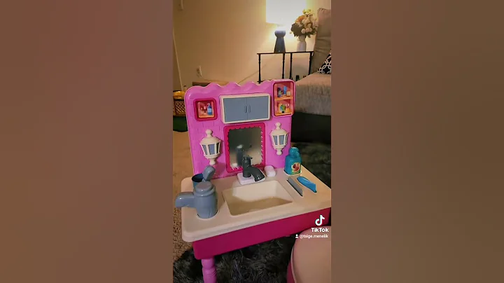 Pretend Play Sink Toys for Kids - Bathroom Vanity Set with Mirror & Stool