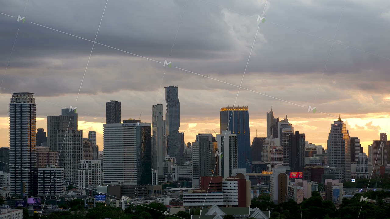 Build cityscape district of capital Bangkok, time lapse