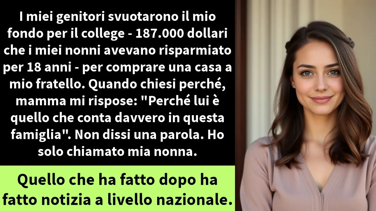Mia madre mi ha guardata dritto negli occhi e ha detto: "Tyler è l'unico che conta davvero in questa famiglia." Tre settimane prima del college, ho scoperto che lei e mio padre avevano prosciugato...
