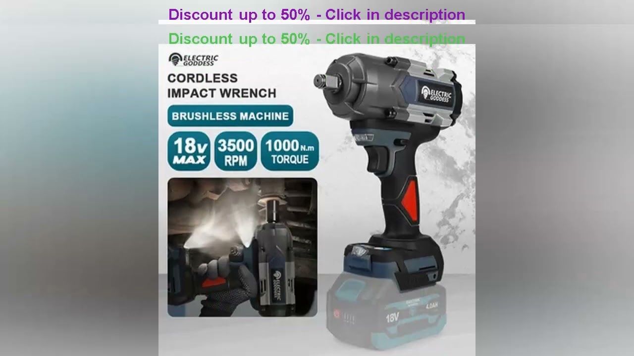 EGOD 1000N.M 3500RPM Brushless Cordless Impact Wrench 1/2''  Wrench Repair Auto Repair  Power T