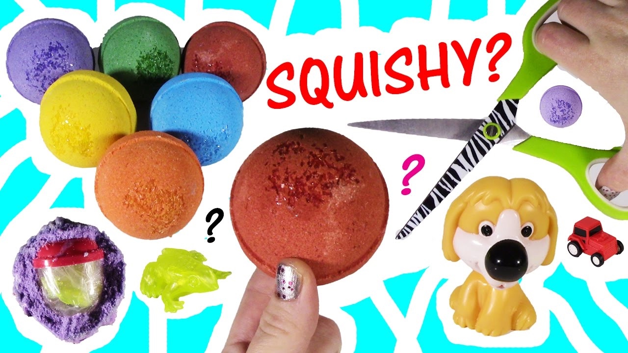 Cutting OPEN Squishy Surprise TOY BATH BOMBS! Are They Squishy or Not