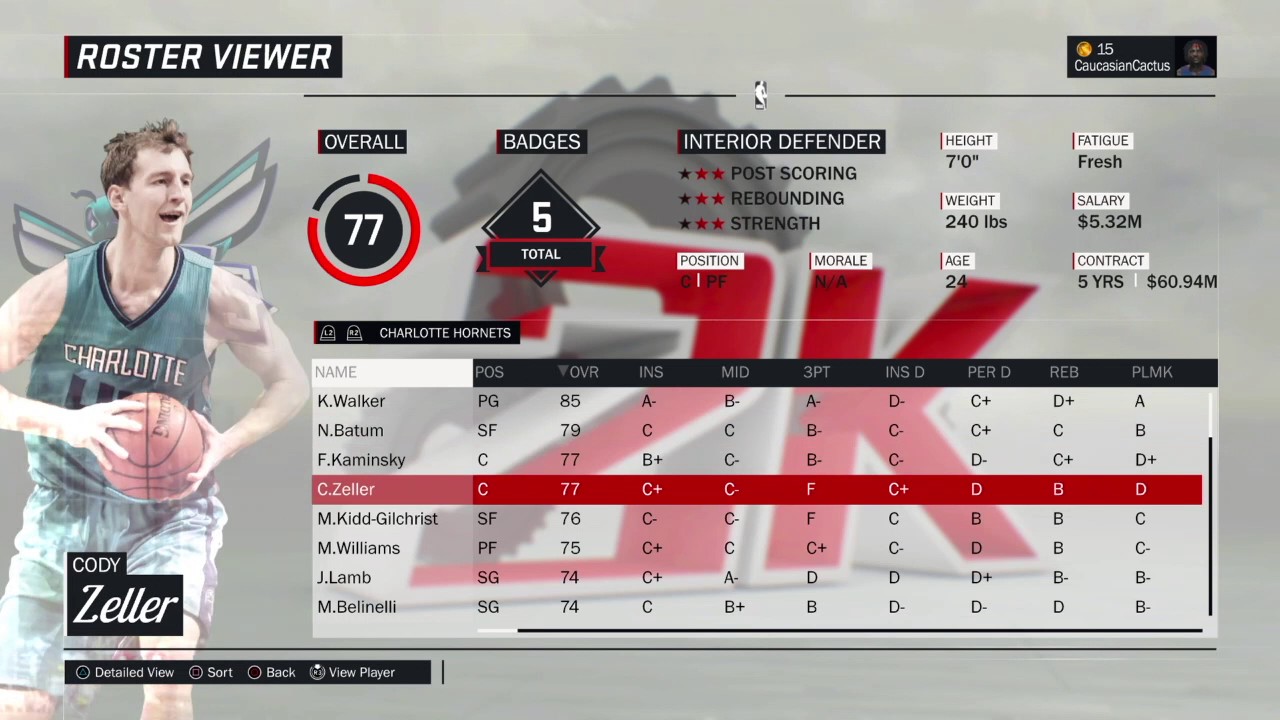 NBA 2K17 All Rosters, Grades and Ratings as of 3/30/17