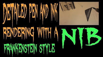 PEN AND INK QUILL INKING -   DETAILED Rendering curtains in a Wrightson FRANKENSTEIN style