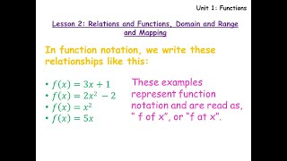 LSN 2: FUNCTION NOTATION IN MAPPING & RELATIONSHIPS