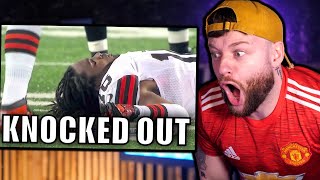 SOCCER FAN REACTS TO CRAZY NFL KNOCKOUTS..