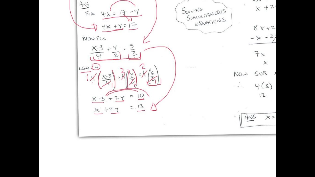 Solving Simultaneous Equations Technique - YouTube