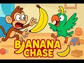 Banana Chase 🍌 | Funny Monkey &amp; Parrot Cartoon for Kids | 5 Min Comedy Show
