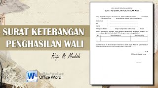 SURAT KETERANGAN PENGHASILAN WALI