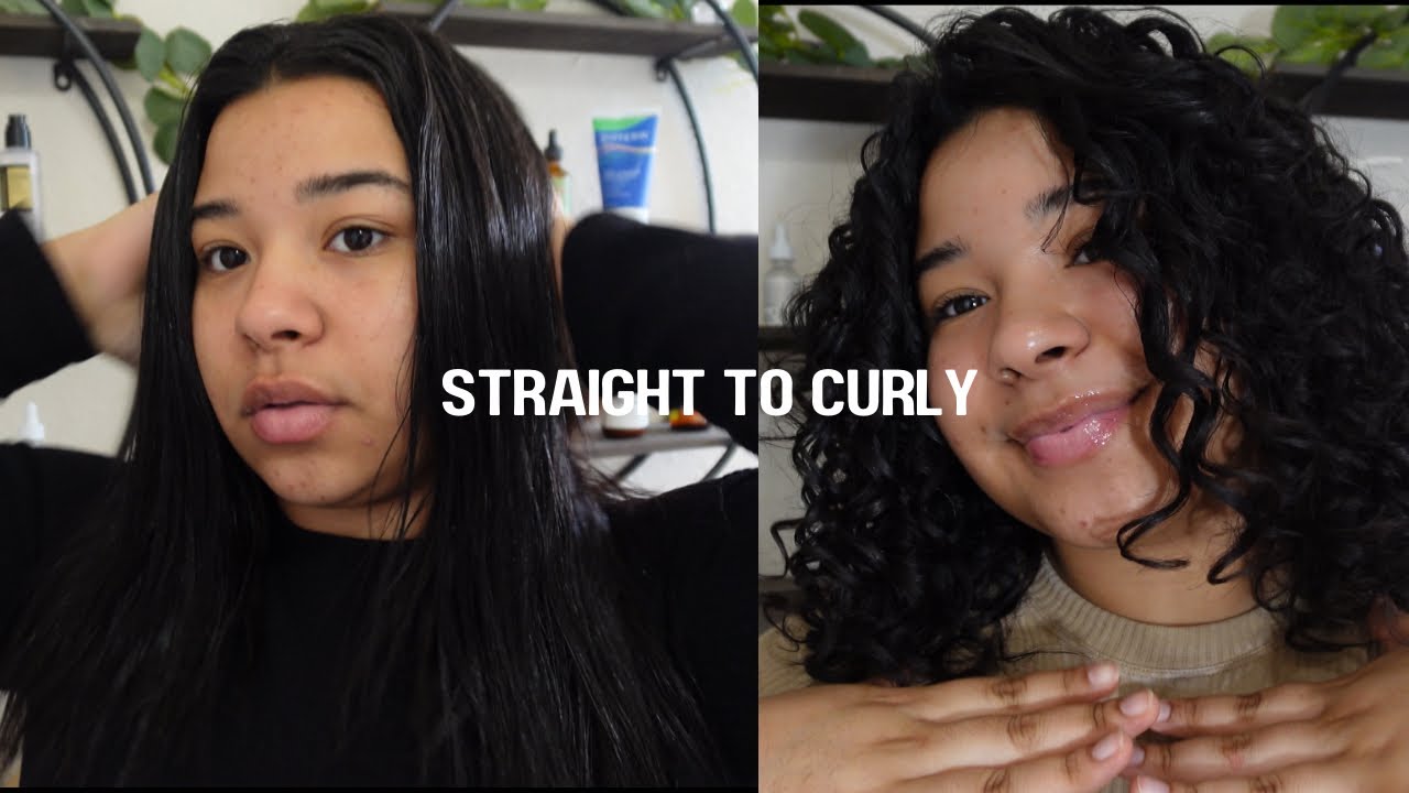 Straight to curly curly hair routine for heat damaged hair YouTube
