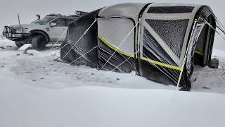 Winter Camping in Snow Blizzard  Huge Family Air Tent