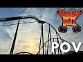 Riding the RAGING BULL Coaster at Sunset - Back Row POV Thrill!