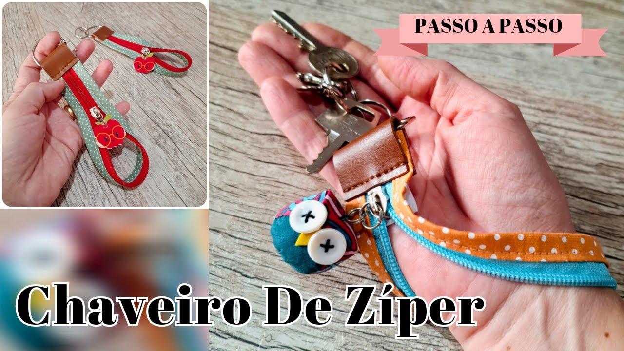 Como fazer Chaveiro de Zíper | Lembrancinha FÁCIL e RÁPIDA - Vídeo devagar