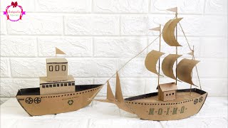Membuat kapal dari kardus muatan SBdP tema 7 kelas 3 SD   How to make boat with cardboard