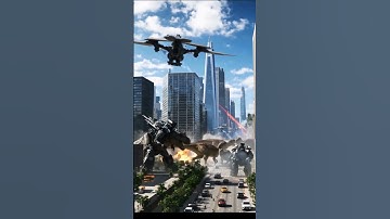 🦖🦖🦖Dinosaurs vs  Robots City Invasion! #Dinosaurs #Robots #Shorts