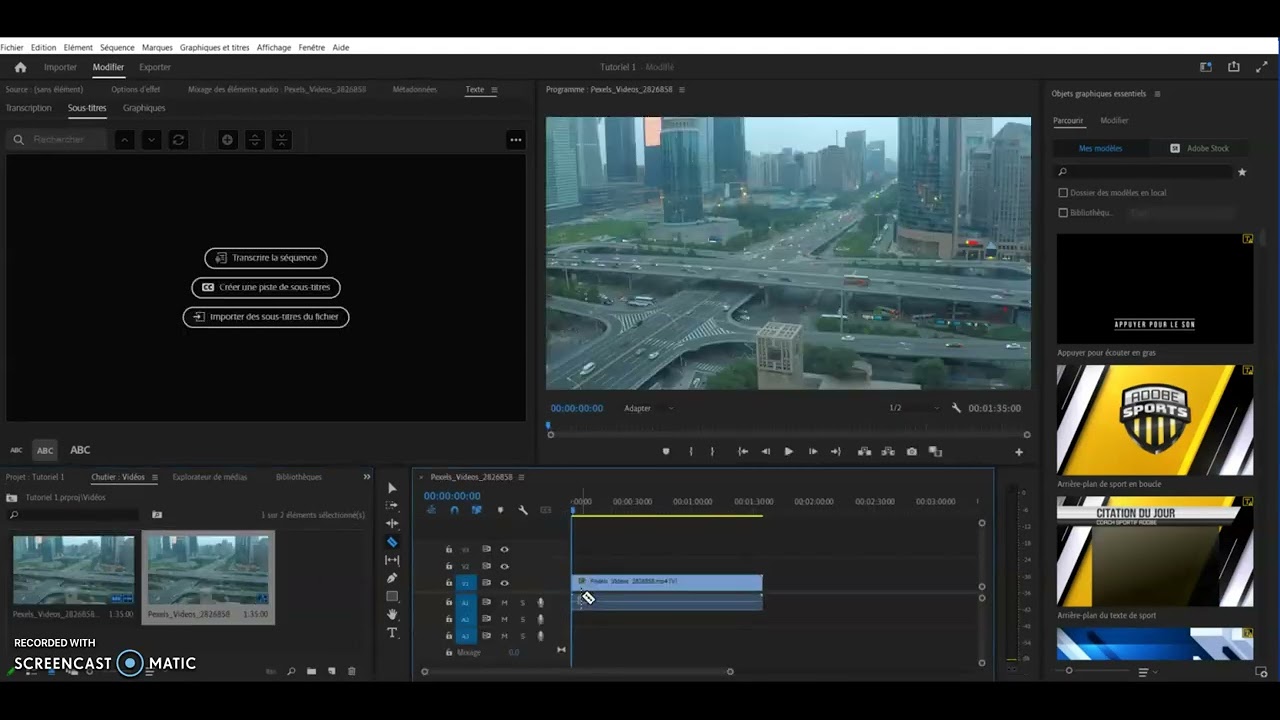 Tutoriel Premier Pro éléments de base