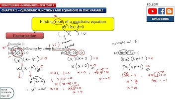 Mathematics Form 4 Chapter 1 [Part 7] Determine Roots of Quadratic Equations [KSSM SPM]