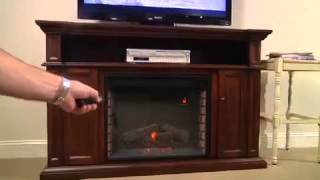 Corinth Wall or Corner TV Stand w/ 23″ Elec. Fireplace, Vintage Cherry ChimneyFree Westhill 28