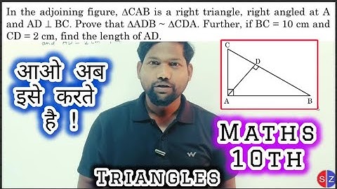 in the adjoining figure triangle CAB is a right triangle right angled at A and @MathsTransporter