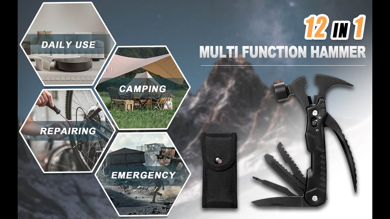 Hanboost HKA-71 Multi Tool Hammer  Survival Gear EDC Gadget for Outdoor Camping & DIY Enthusiastic