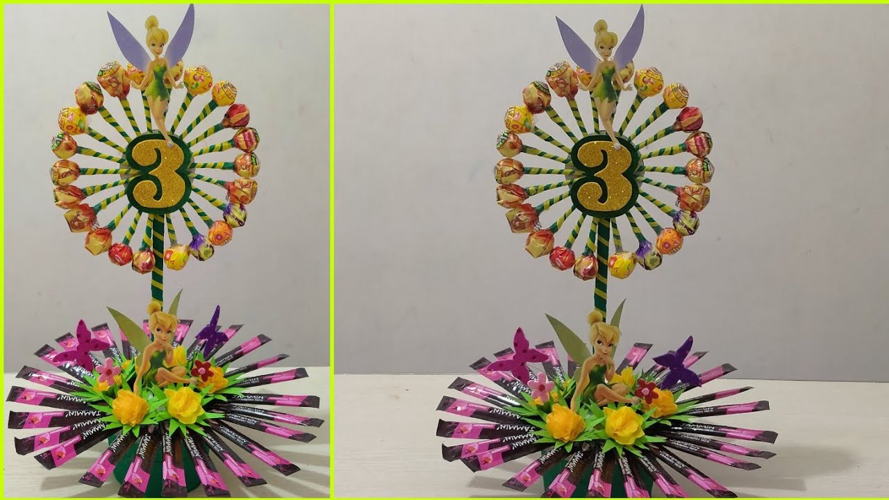DIY LOLLIPOP FLOWER | TINKERBELL THEME | TABLE CENTERPIECE