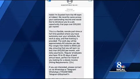 Job scam texts offer easy remote work for high pay