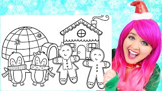 Coloring Gingerbread Men & Penguins Christmas | Markers