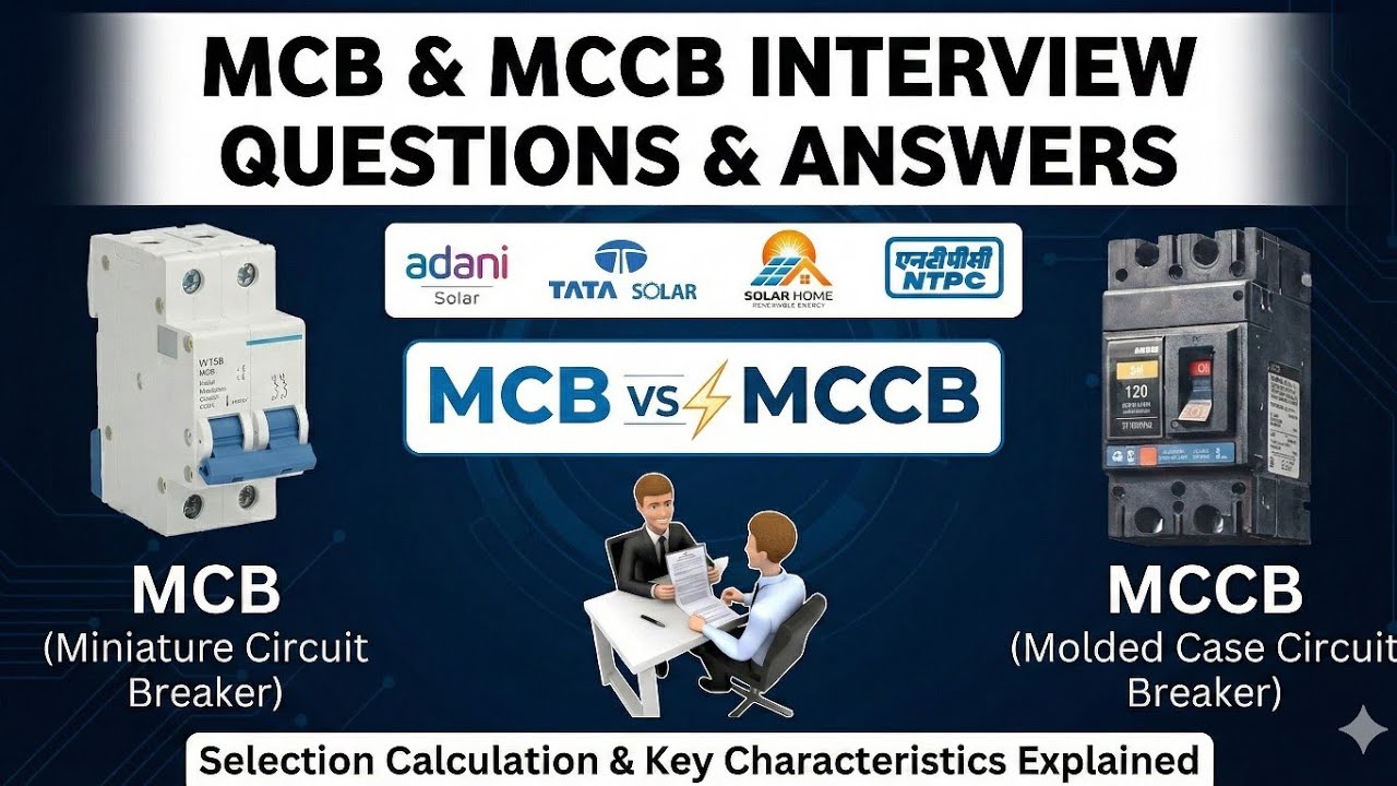 MCB & MCCB Interview questions answer / Selection Calculation & key characteristics Explained 