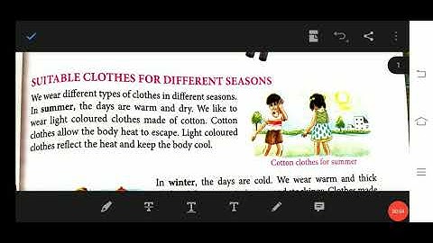 Class 4 science chapter 7 the right clothes to wear about suitable clothes for different season