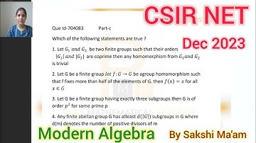 CSIR NET December 2023 Modern Algebra Solution | CSIR NET Dec 2023 Group Theory Part C Solution