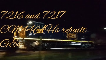 2 CSX Fresh painted Rebuilt (7216) leads Q400-01 an (7217) DP shows off its loud Jet Turbo sound