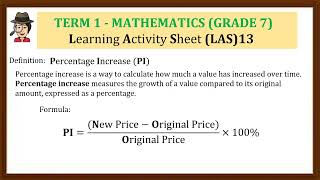 Math 7 Term 1 Lesson👉 Finding the Percentage Increase Made Easy! 📈✨
