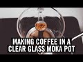 Making Coffee In A Clear Glass Moka Pot