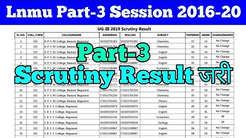 Lnmu part 3 Scrutiny Result session 2016-19 वाले Students का. Lnmu part 3 Scrutiny Result जारी 2019