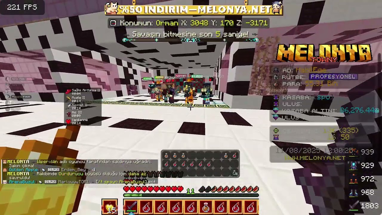 Melonya Network da attıgım 1v4 ü kayıt alamadım sonra Bariss111 i kestim item dogları çaldı