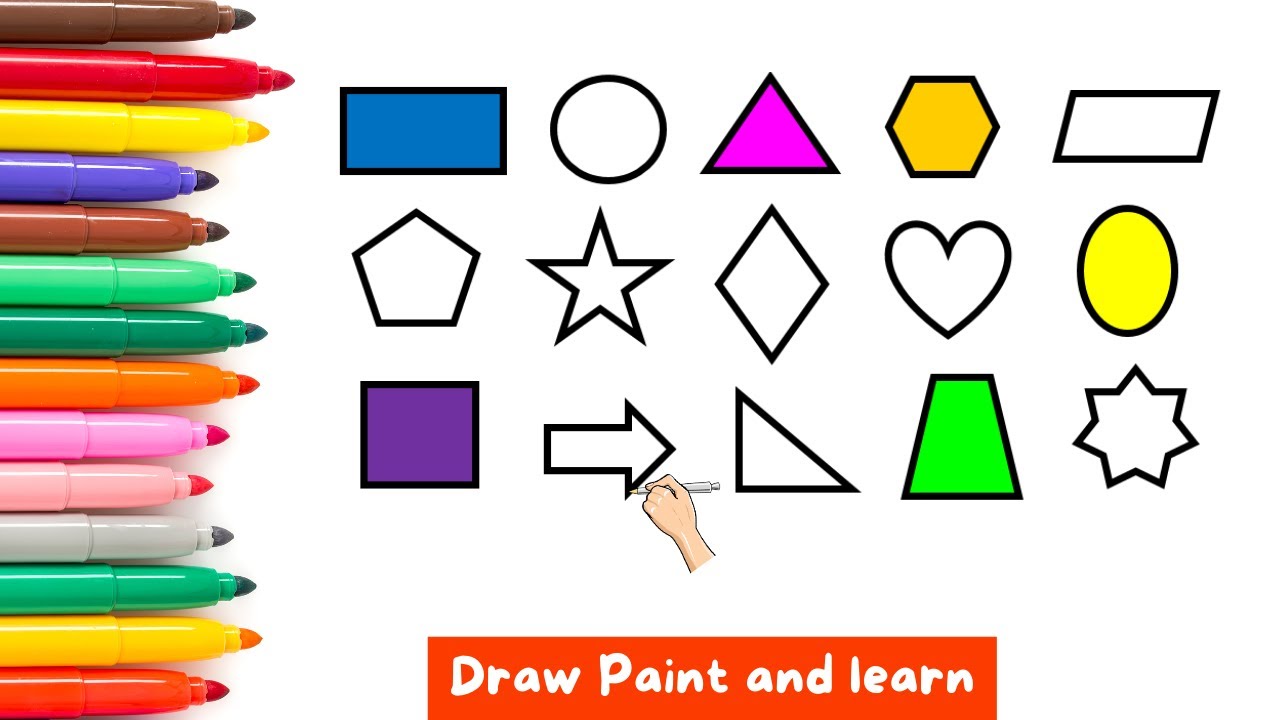 Learn to draw Shapes for kids and toddler| Learn 2d shapes, colors ...