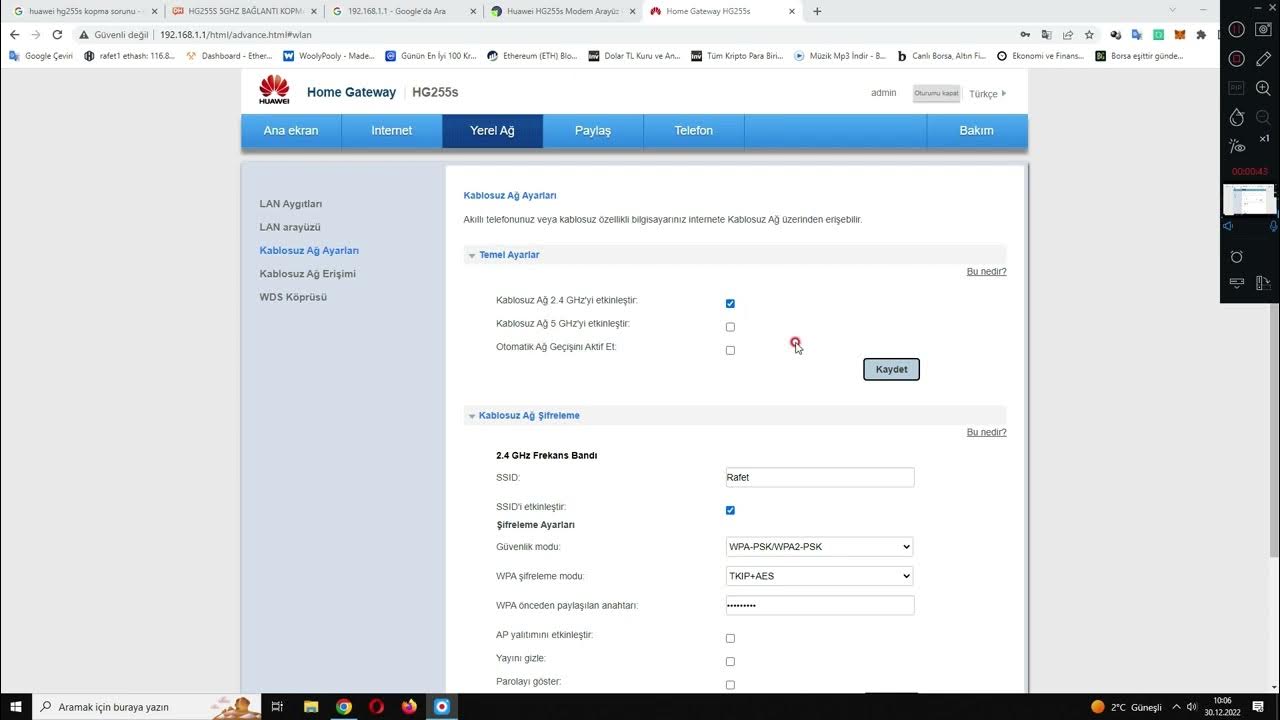 HG255S 5 GHZ WiFi Bağlantı Kopma Sorunu nasıl çözülür. YouTube