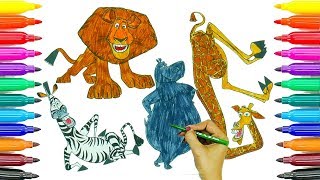 Madagascar Characters Coloring For Kids,Colouring Madagascar Characters Book