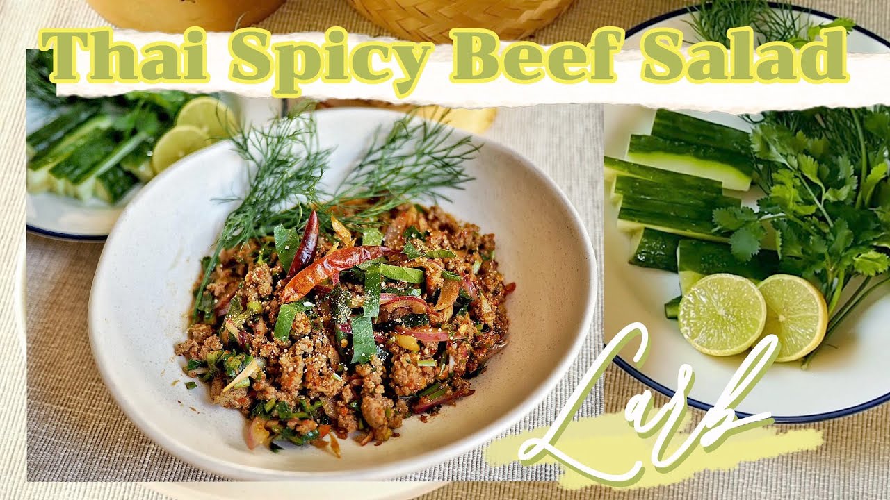 Spicy Thai Larb/Laab with Australian beef/Thai Spicy Salad ASMR