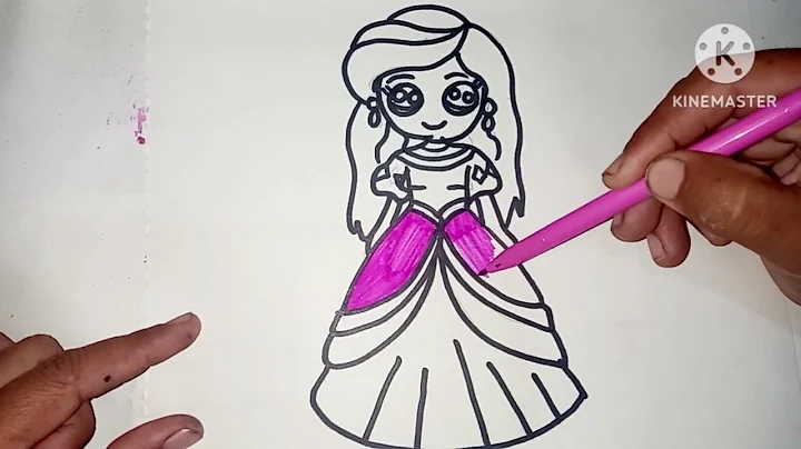 How to Draw Litter Mermaid Ariel in pink Human princess Dress