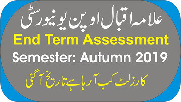 AIOU END TERM ASSESSMENT RESULT DATE FOR SEMESTER AUTUMN 2019 || AIOU ETA RESULT AUTUMN 2019