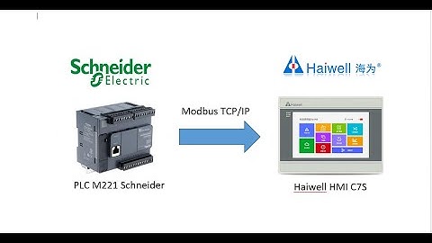 PLC M221 Schneider Connect to Haiwel HMI  - Modbus TCP/IP