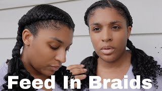 DIY 2 FEED IN BRAIDS ON YOURSELF WITH EZ SPLIT BRAIDING HAIR | FT Janet collection screenshot 1