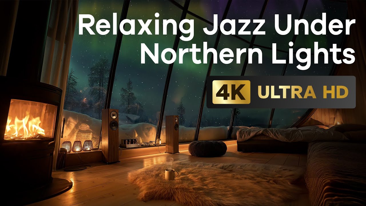 4K Snowy Night - Cozy Winter Cabin Ambience for TV (HDR)