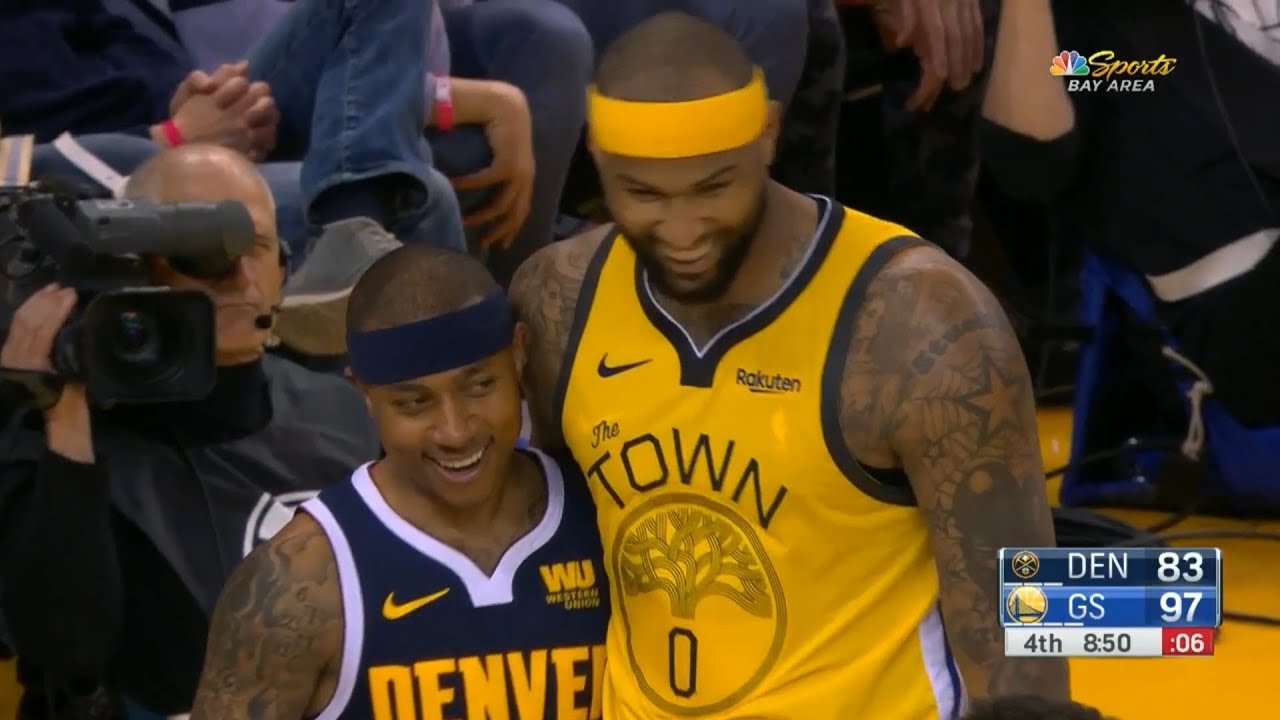 DeMarcus Cousins & Isaiah Thomas have fun during the game | Warriors vs Nuggets