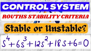 Routh stability criteria | Control System |System is stable or not? | Example solved 4 | Mathspedia|